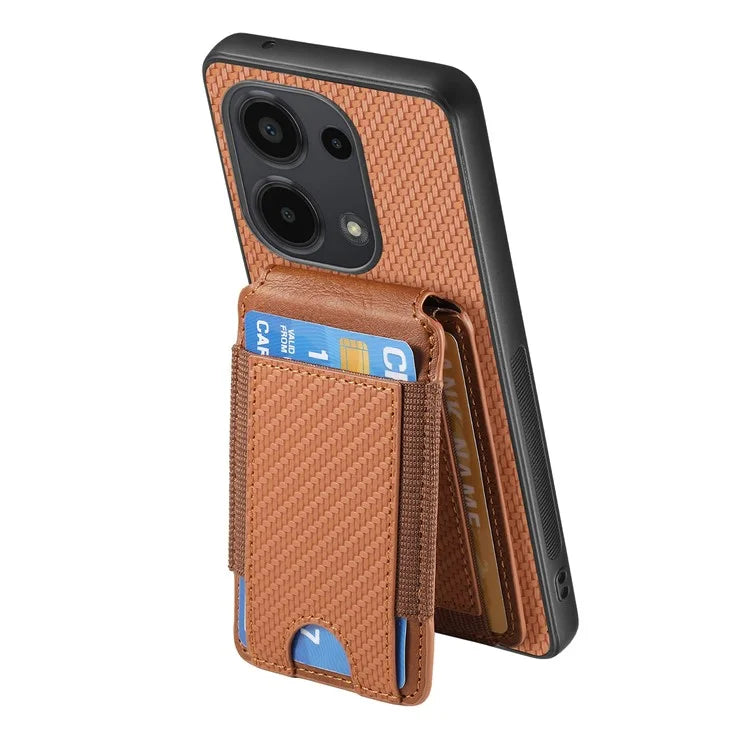 C1-12 For Xiaomi Redmi Note 13 Pro 4G / Poco M6 Pro 4G Case Adjustable Kickstand Leather Carbon Fiber Cover