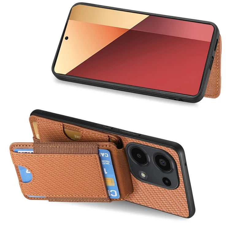 C1-12 For Xiaomi Redmi Note 13 Pro 4G / Poco M6 Pro 4G Case Adjustable Kickstand Leather Carbon Fiber Cover