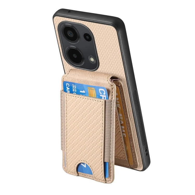 C1-12 For Xiaomi Redmi Note 13 Pro 4G / Poco M6 Pro 4G Case Adjustable Kickstand Leather Carbon Fiber Cover