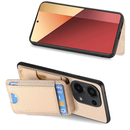 C1-12 For Xiaomi Redmi Note 13 Pro 4G / Poco M6 Pro 4G Case Adjustable Kickstand Leather Carbon Fiber Cover