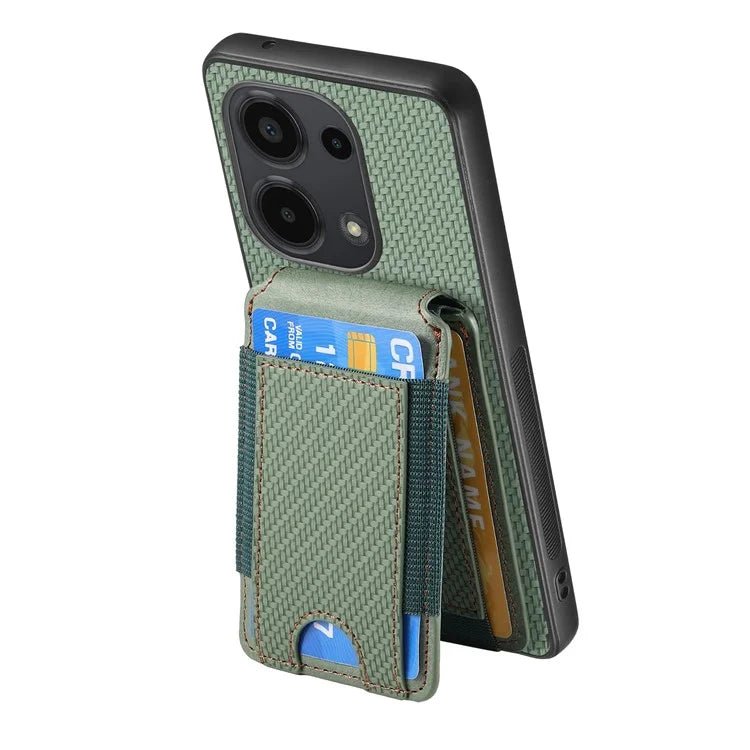 C1-12 For Xiaomi Redmi Note 13 Pro 4G / Poco M6 Pro 4G Case Adjustable Kickstand Leather Carbon Fiber Cover