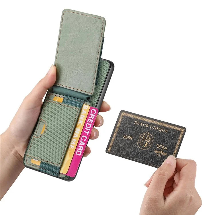 C1-12 For Xiaomi Redmi Note 13 Pro 4G / Poco M6 Pro 4G Case Adjustable Kickstand Leather Carbon Fiber Cover