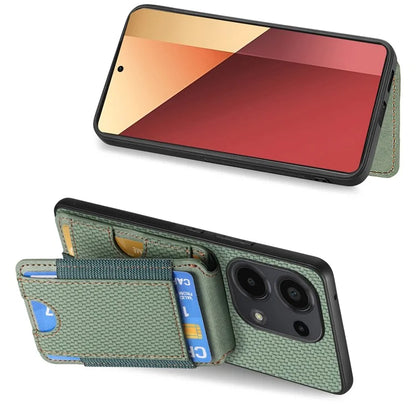 C1-12 For Xiaomi Redmi Note 13 Pro 4G / Poco M6 Pro 4G Case Adjustable Kickstand Leather Carbon Fiber Cover