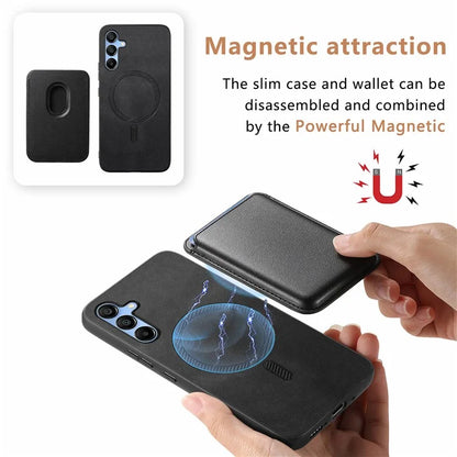 B2 For Samsung Galaxy A25 5G (Global) (161.0 X 76.5 X 8.3mm) Magnetic Phone Case with Card Bag