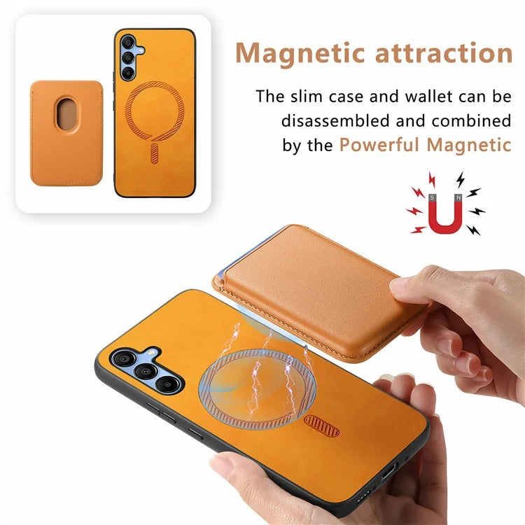 B2 For Samsung Galaxy A25 5G (Global) (161.0 X 76.5 X 8.3mm) Magnetic Phone Case with Card Bag