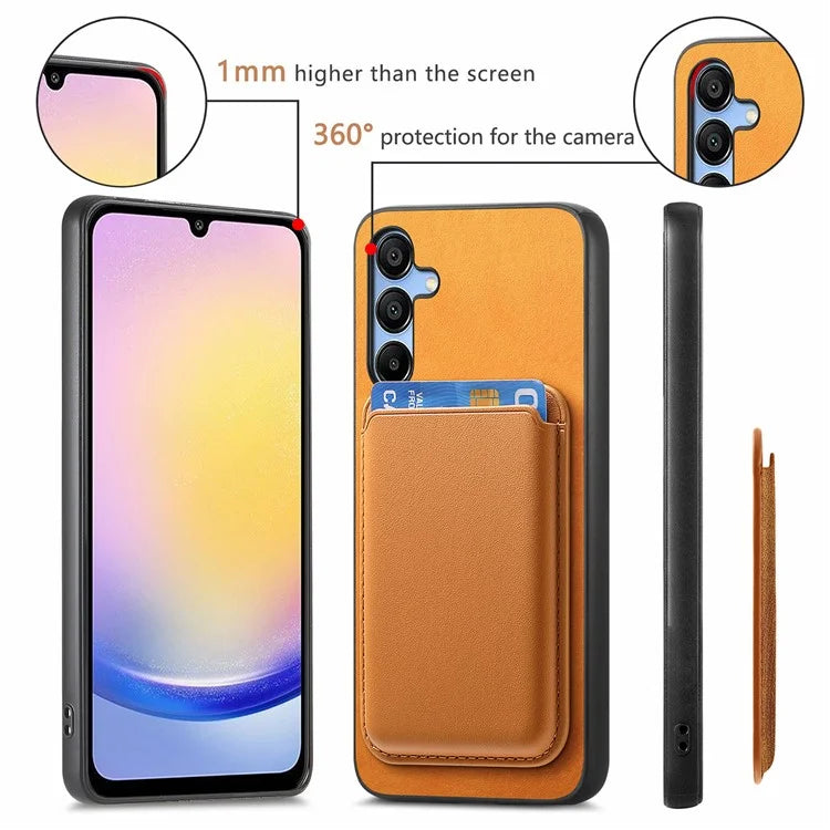 B2 For Samsung Galaxy A25 5G (Global) (161.0 X 76.5 X 8.3mm) Magnetic Phone Case with Card Bag