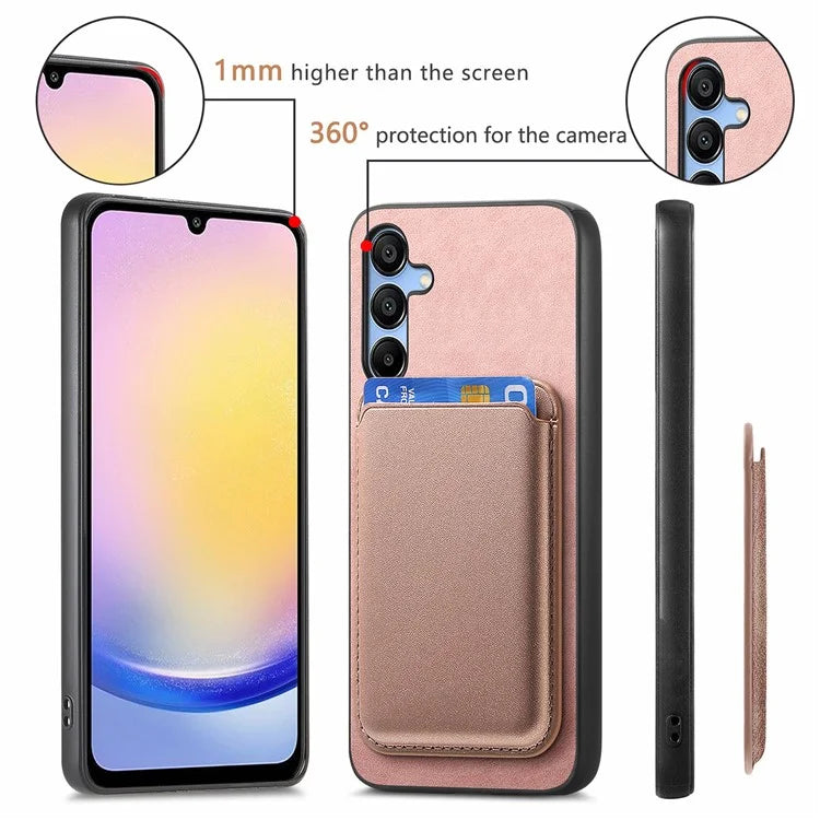 B2 For Samsung Galaxy A25 5G (Global) (161.0 X 76.5 X 8.3mm) Magnetic Phone Case with Card Bag