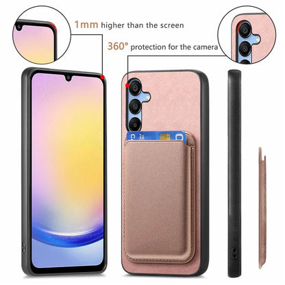B2 For Samsung Galaxy A25 5G (Global) (161.0 X 76.5 X 8.3mm) Magnetic Phone Case with Card Bag