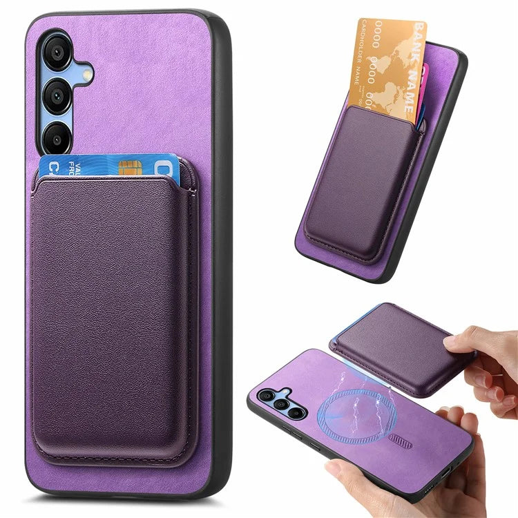 B2 For Samsung Galaxy A25 5G (Global) (161.0 X 76.5 X 8.3mm) Magnetic Phone Case with Card Bag