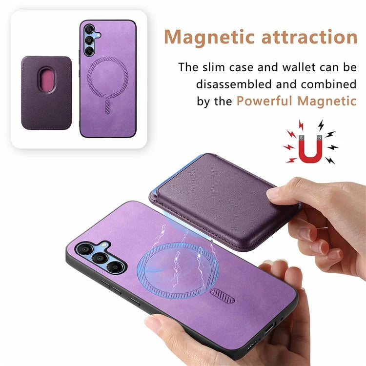 B2 For Samsung Galaxy A25 5G (Global) (161.0 X 76.5 X 8.3mm) Magnetic Phone Case with Card Bag
