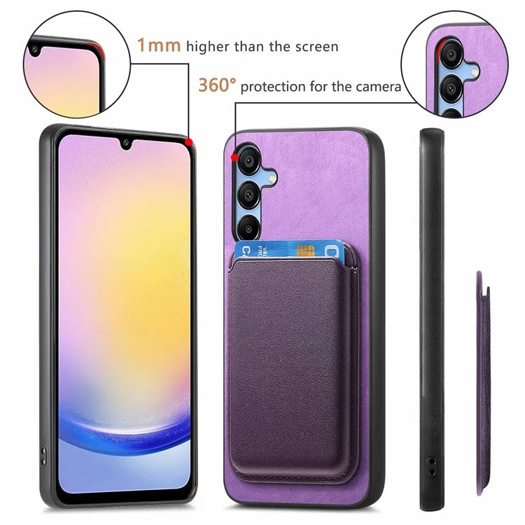 B2 For Samsung Galaxy A25 5G (Global) (161.0 X 76.5 X 8.3mm) Magnetic Phone Case with Card Bag