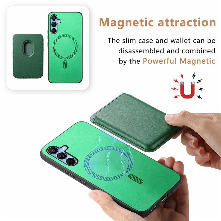 B2 For Samsung Galaxy A25 5G (Global) (161.0 X 76.5 X 8.3mm) Magnetic Phone Case with Card Bag