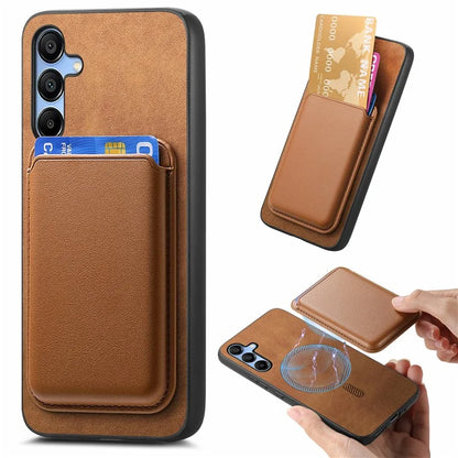B2 For Samsung Galaxy A25 5G (Global) (161.0 X 76.5 X 8.3mm) Magnetic Phone Case with Card Bag