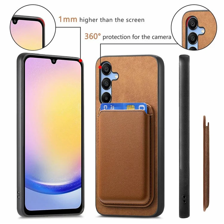 B2 For Samsung Galaxy A25 5G (Global) (161.0 X 76.5 X 8.3mm) Magnetic Phone Case with Card Bag
