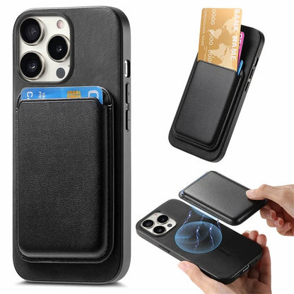 B2 For iPhone 15 Pro Magnetic Phone Case Card Bag PU Leather Coated TPU Phone Cover