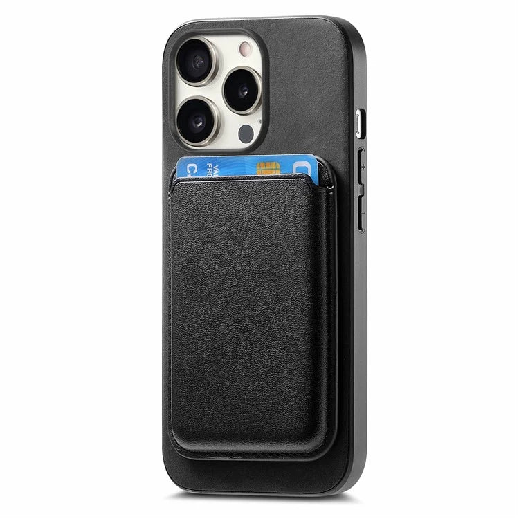 B2 For iPhone 15 Pro Magnetic Phone Case Card Bag PU Leather Coated TPU Phone Cover