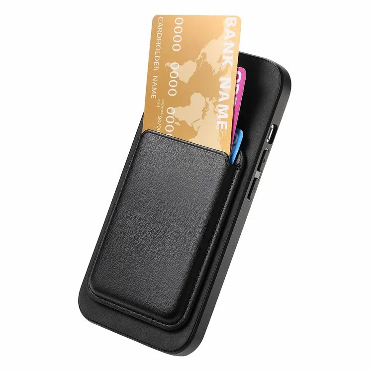 B2 For iPhone 15 Pro Magnetic Phone Case Card Bag PU Leather Coated TPU Phone Cover