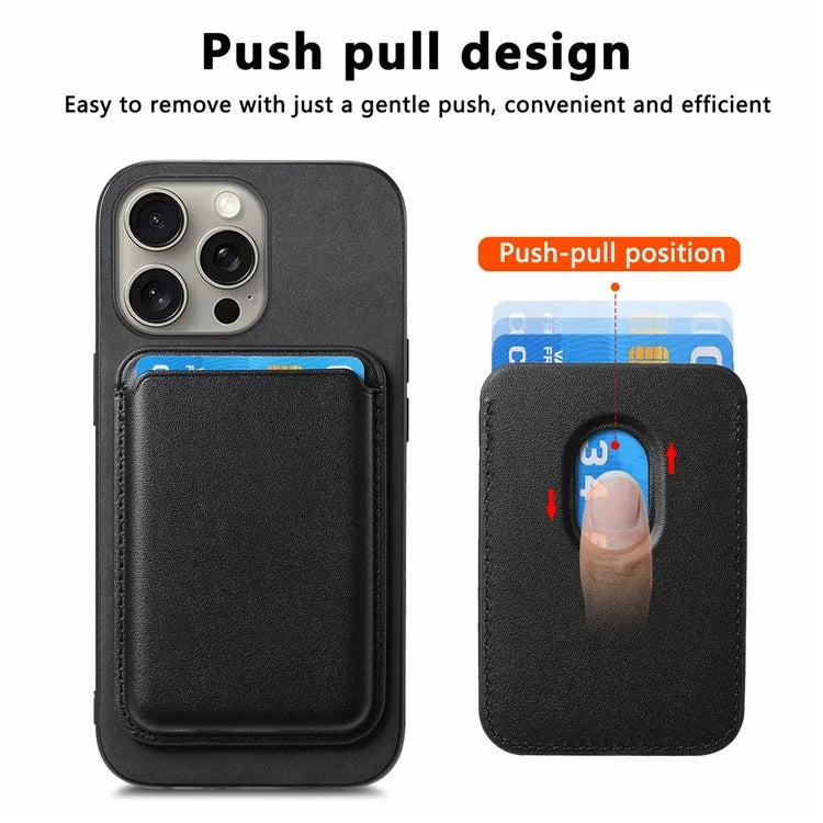 B2 For iPhone 15 Pro Magnetic Phone Case Card Bag PU Leather Coated TPU Phone Cover