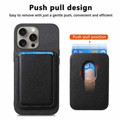 B2 For iPhone 15 Pro Magnetic Phone Case Card Bag PU Leather Coated TPU Phone Cover