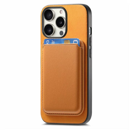 B2 For iPhone 15 Pro Magnetic Phone Case Card Bag PU Leather Coated TPU Phone Cover