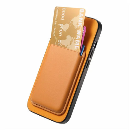 B2 For iPhone 15 Pro Magnetic Phone Case Card Bag PU Leather Coated TPU Phone Cover