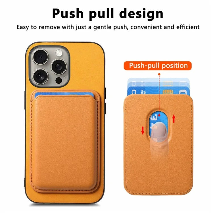 B2 For iPhone 15 Pro Magnetic Phone Case Card Bag PU Leather Coated TPU Phone Cover