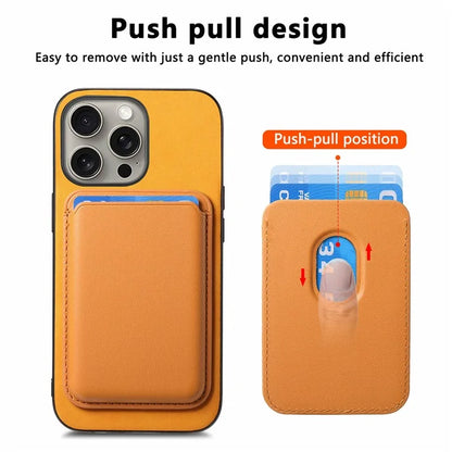 B2 For iPhone 15 Pro Magnetic Phone Case Card Bag PU Leather Coated TPU Phone Cover