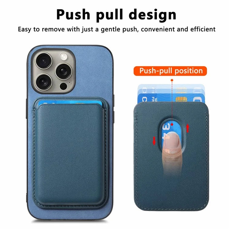 B2 For iPhone 15 Pro Magnetic Phone Case Card Bag PU Leather Coated TPU Phone Cover