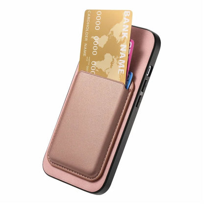 B2 For iPhone 15 Pro Magnetic Phone Case Card Bag PU Leather Coated TPU Phone Cover