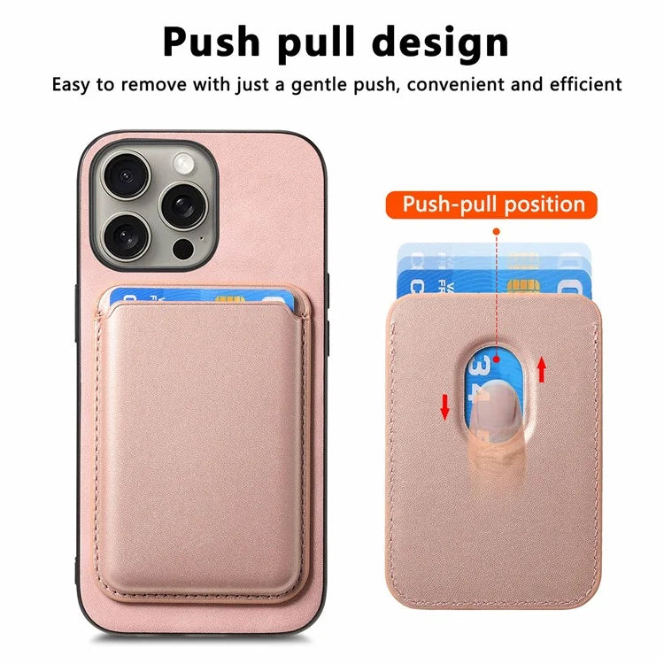 B2 For iPhone 15 Pro Magnetic Phone Case Card Bag PU Leather Coated TPU Phone Cover