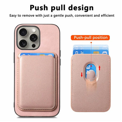 B2 For iPhone 15 Pro Magnetic Phone Case Card Bag PU Leather Coated TPU Phone Cover