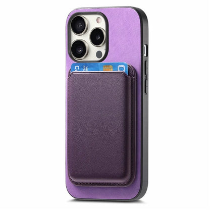 B2 For iPhone 15 Pro Magnetic Phone Case Card Bag PU Leather Coated TPU Phone Cover