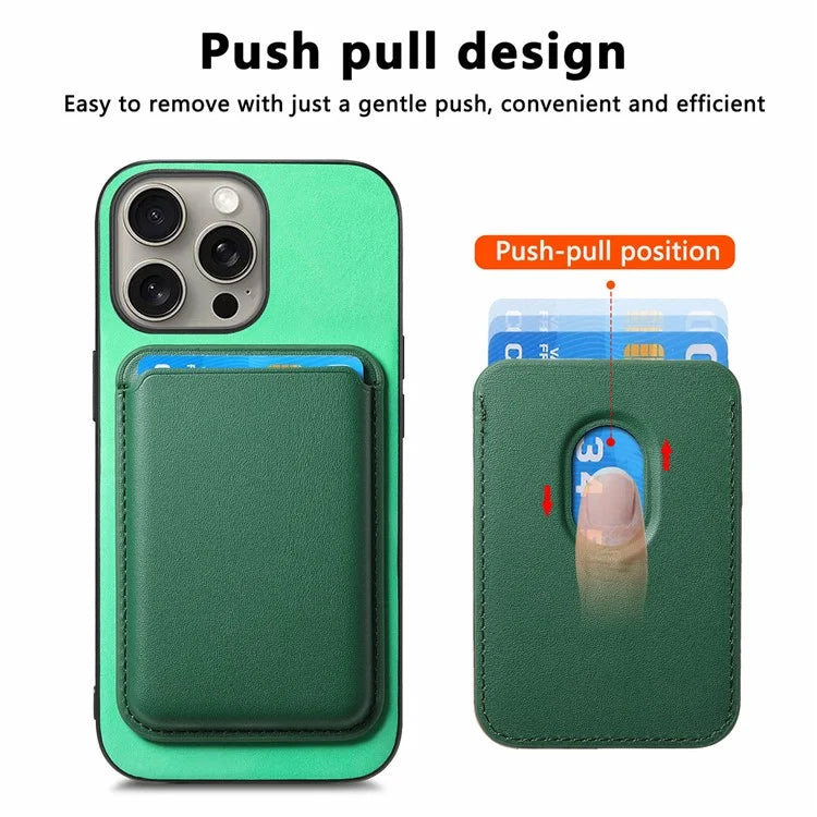 B2 For iPhone 15 Pro Magnetic Phone Case Card Bag PU Leather Coated TPU Phone Cover