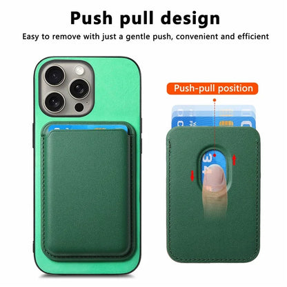 B2 For iPhone 15 Pro Magnetic Phone Case Card Bag PU Leather Coated TPU Phone Cover
