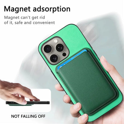 B2 For iPhone 15 Pro Magnetic Phone Case Card Bag PU Leather Coated TPU Phone Cover