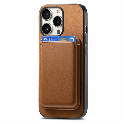 B2 For iPhone 15 Pro Magnetic Phone Case Card Bag PU Leather Coated TPU Phone Cover