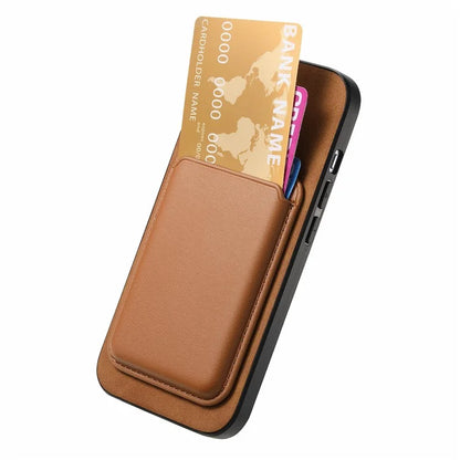 B2 For iPhone 15 Pro Magnetic Phone Case Card Bag PU Leather Coated TPU Phone Cover