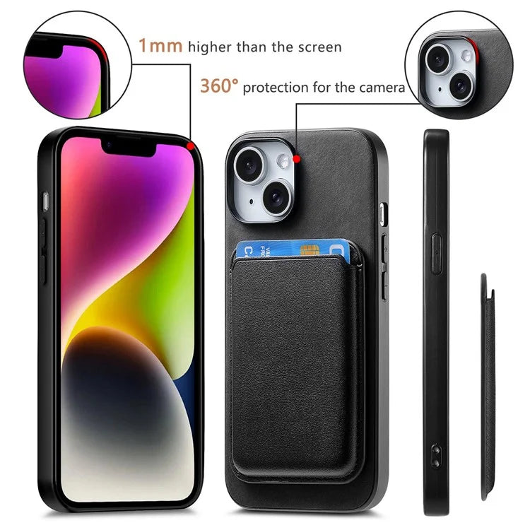 B2 For iPhone 13 Magnetic Phone Case Leather Back Phone Cover Detachable Card Bag