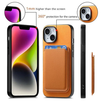 B2 For iPhone 13 Magnetic Phone Case Leather Back Phone Cover Detachable Card Bag
