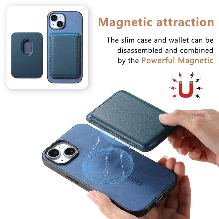 B2 For iPhone 13 Magnetic Phone Case Leather Back Phone Cover Detachable Card Bag