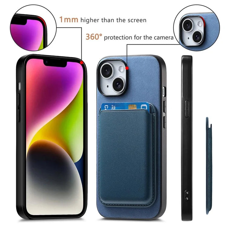 B2 For iPhone 13 Magnetic Phone Case Leather Back Phone Cover Detachable Card Bag