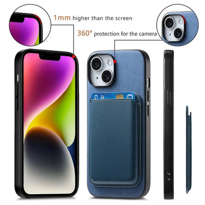 B2 For iPhone 13 Magnetic Phone Case Leather Back Phone Cover Detachable Card Bag