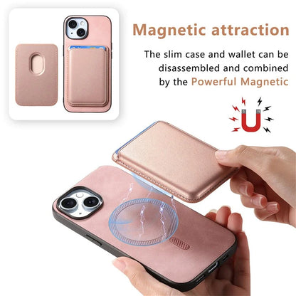 B2 For iPhone 13 Magnetic Phone Case Leather Back Phone Cover Detachable Card Bag
