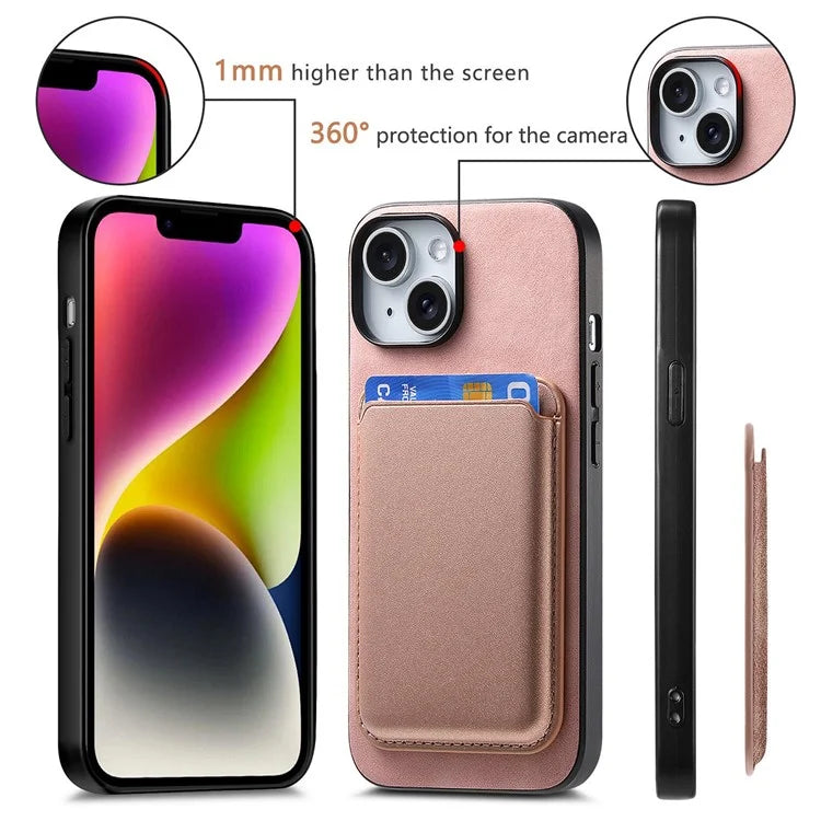 B2 For iPhone 13 Magnetic Phone Case Leather Back Phone Cover Detachable Card Bag