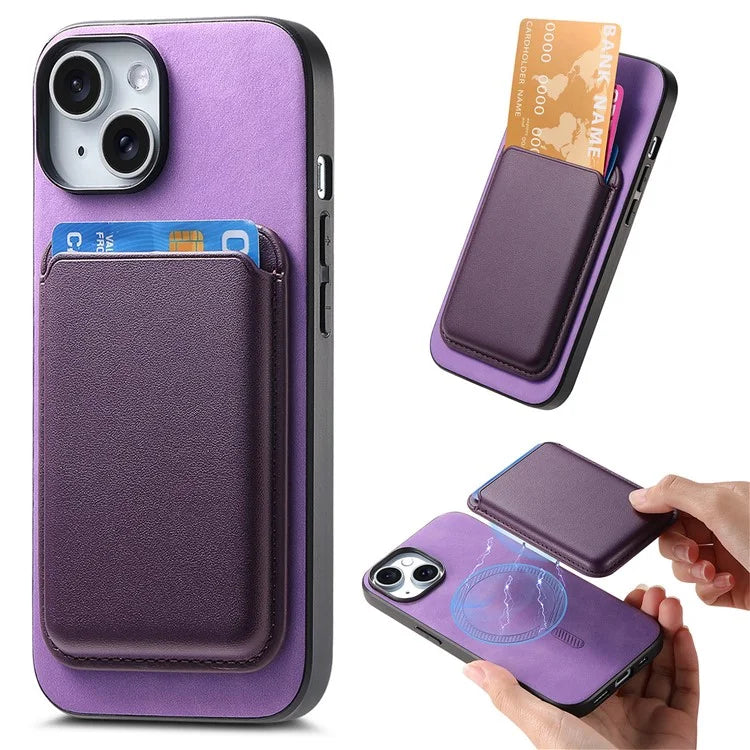 B2 For iPhone 13 Magnetic Phone Case Leather Back Phone Cover Detachable Card Bag