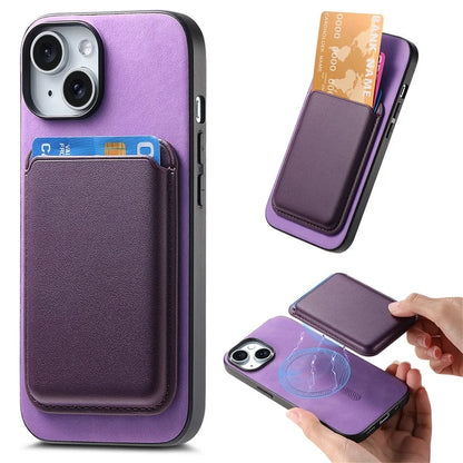 B2 For iPhone 13 Magnetic Phone Case Leather Back Phone Cover Detachable Card Bag