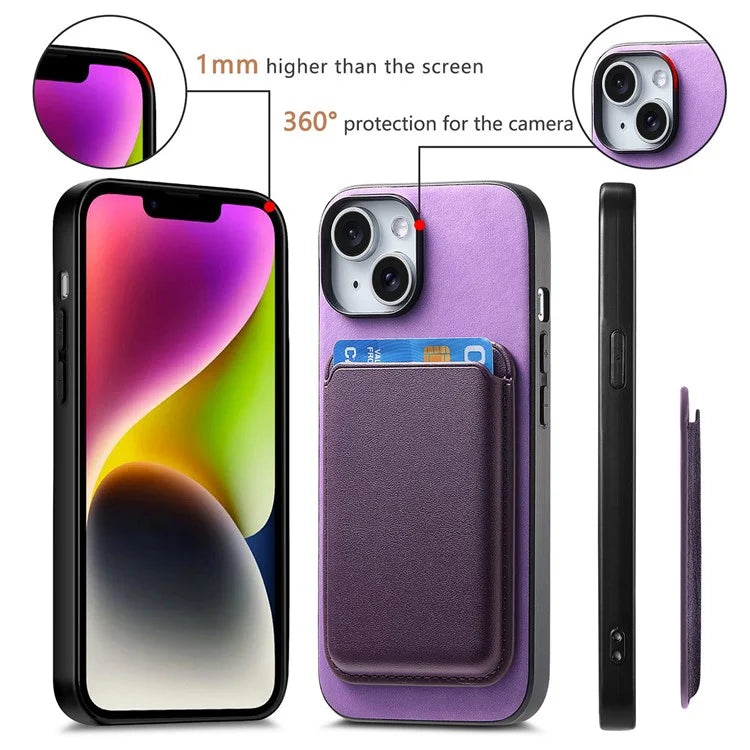 B2 For iPhone 13 Magnetic Phone Case Leather Back Phone Cover Detachable Card Bag