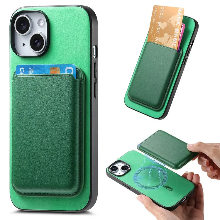 B2 For iPhone 13 Magnetic Phone Case Leather Back Phone Cover Detachable Card Bag