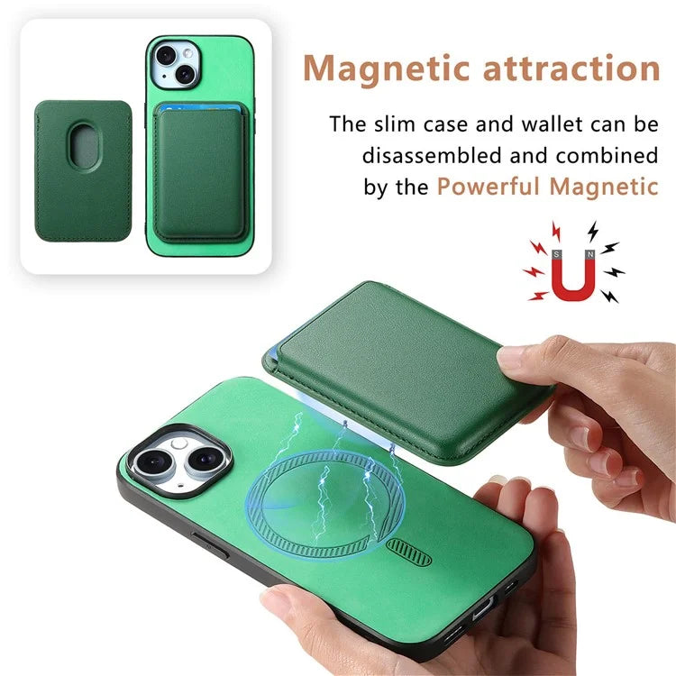 B2 For iPhone 13 Magnetic Phone Case Leather Back Phone Cover Detachable Card Bag