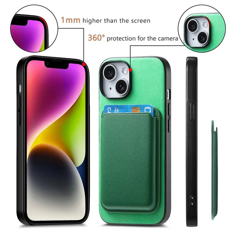 B2 For iPhone 13 Magnetic Phone Case Leather Back Phone Cover Detachable Card Bag